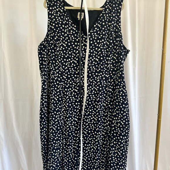 Anne Klein Women's Plus 24W Navy/White Polka Dot Fit and Flare Dress - Picture 10 of 10